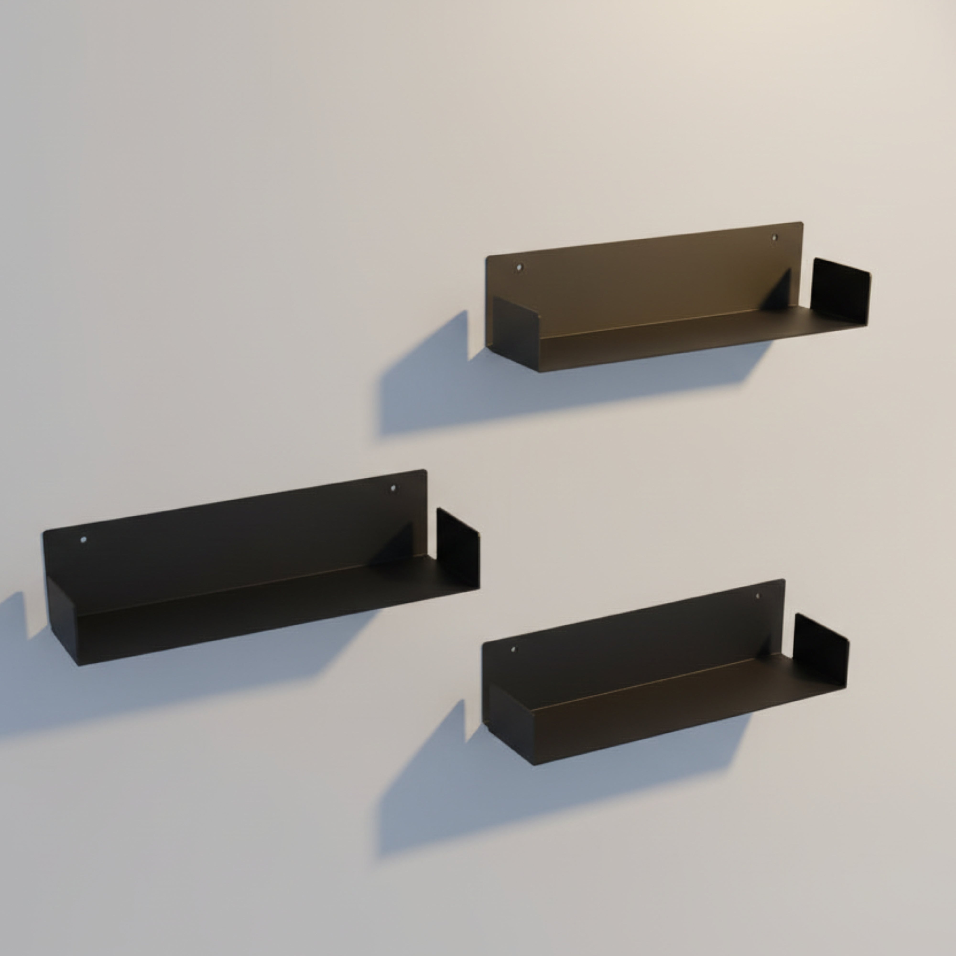 Set de 3 etajere Fold din aluminiu, vopsite electrostatic, ideale pentru organizare elegantă si eficientă