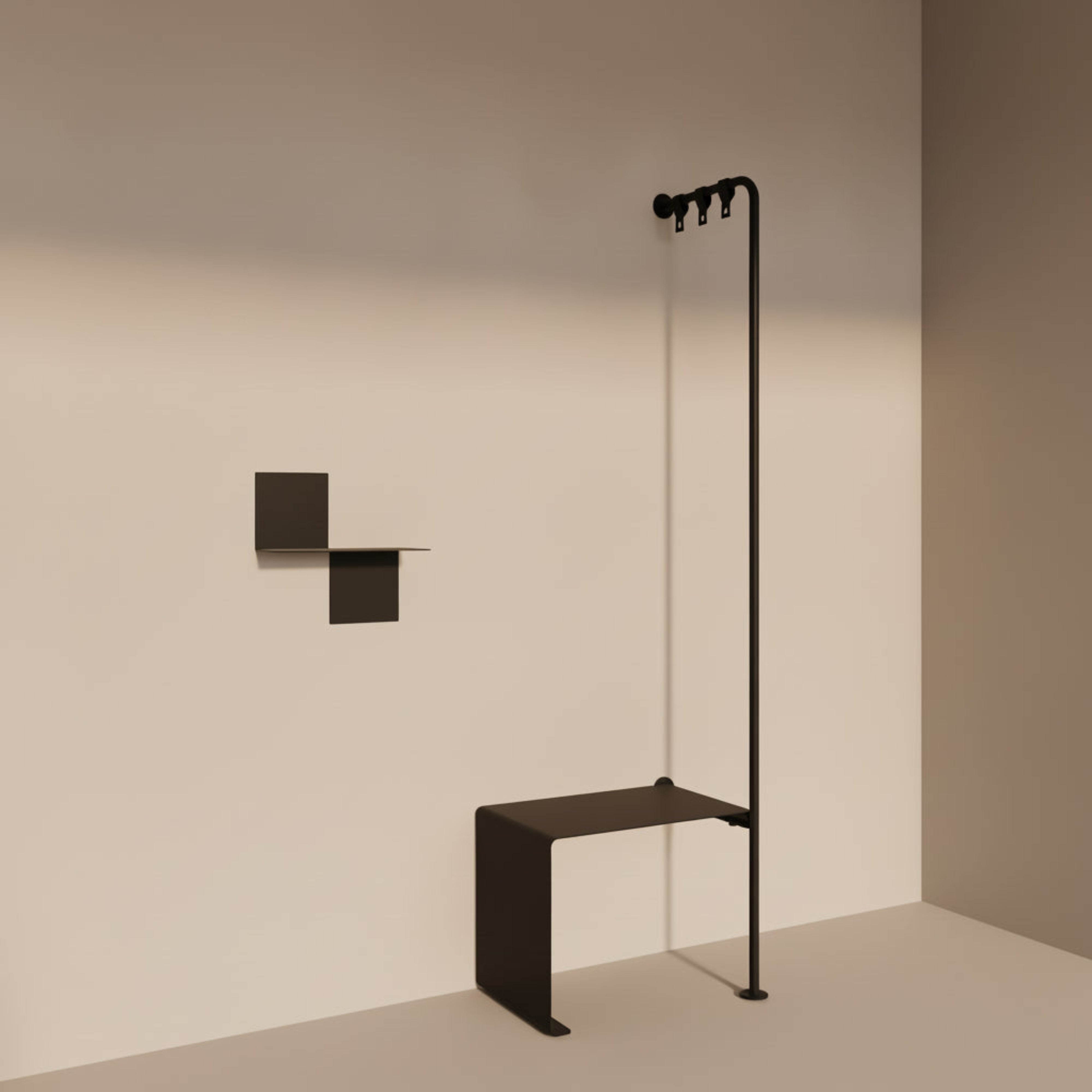 Set mobilier pentru hol, realizat din metal, elegant si durabil.