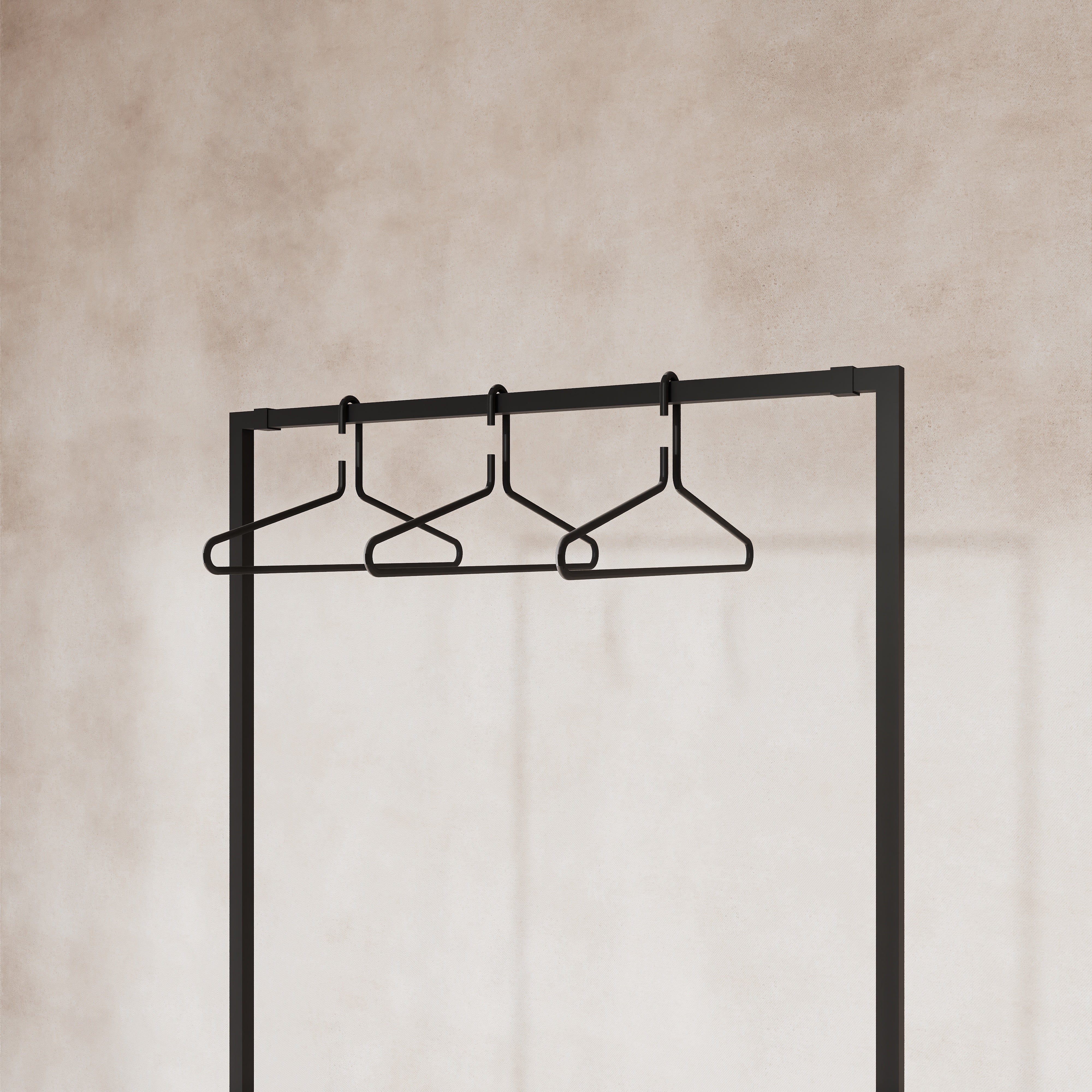 Set suport S1 și umerașe LINE - design modern minimalist, stander mobil util și elegant, obiect de design funcțional
