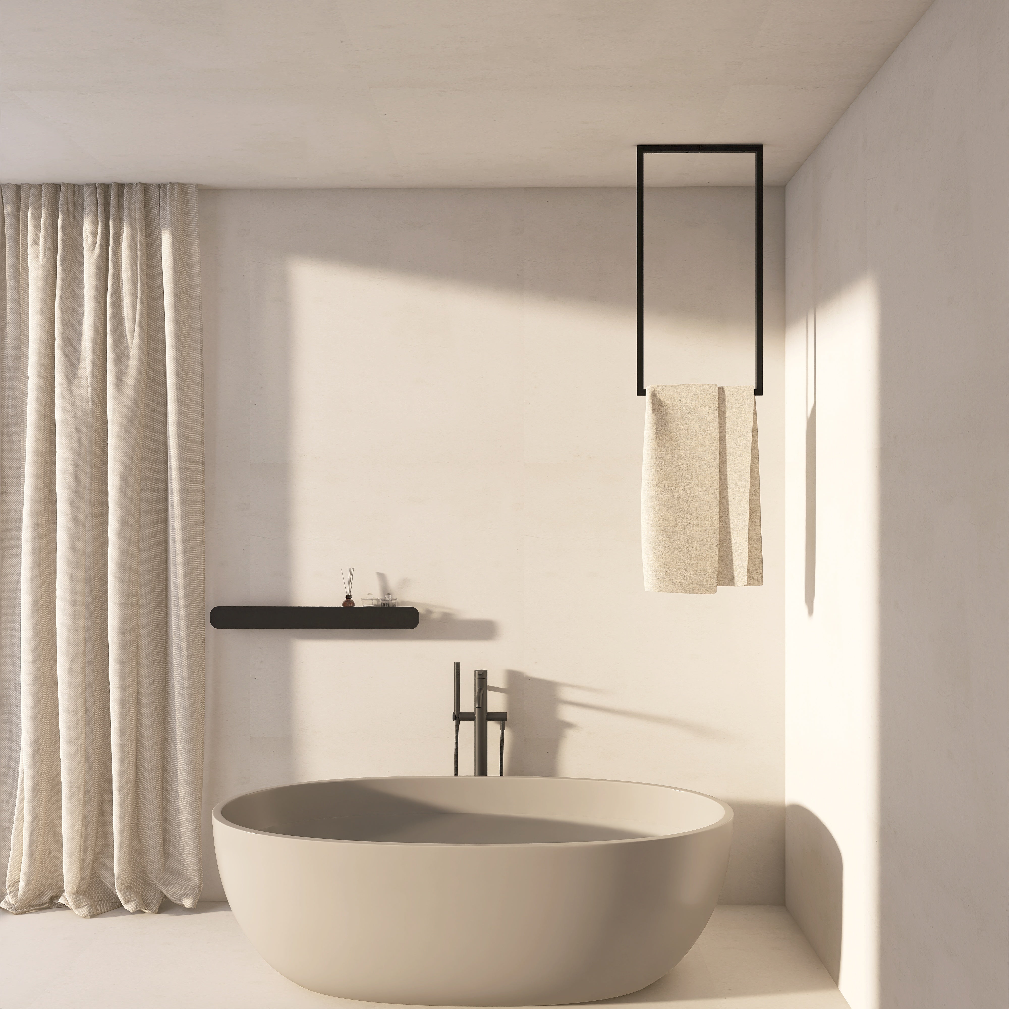 Suport metalic WINDOW din otel cu finisaj negru mat – durabil, rezistent la umiditate, ideal pentru baie moderna, functional si elegant.
