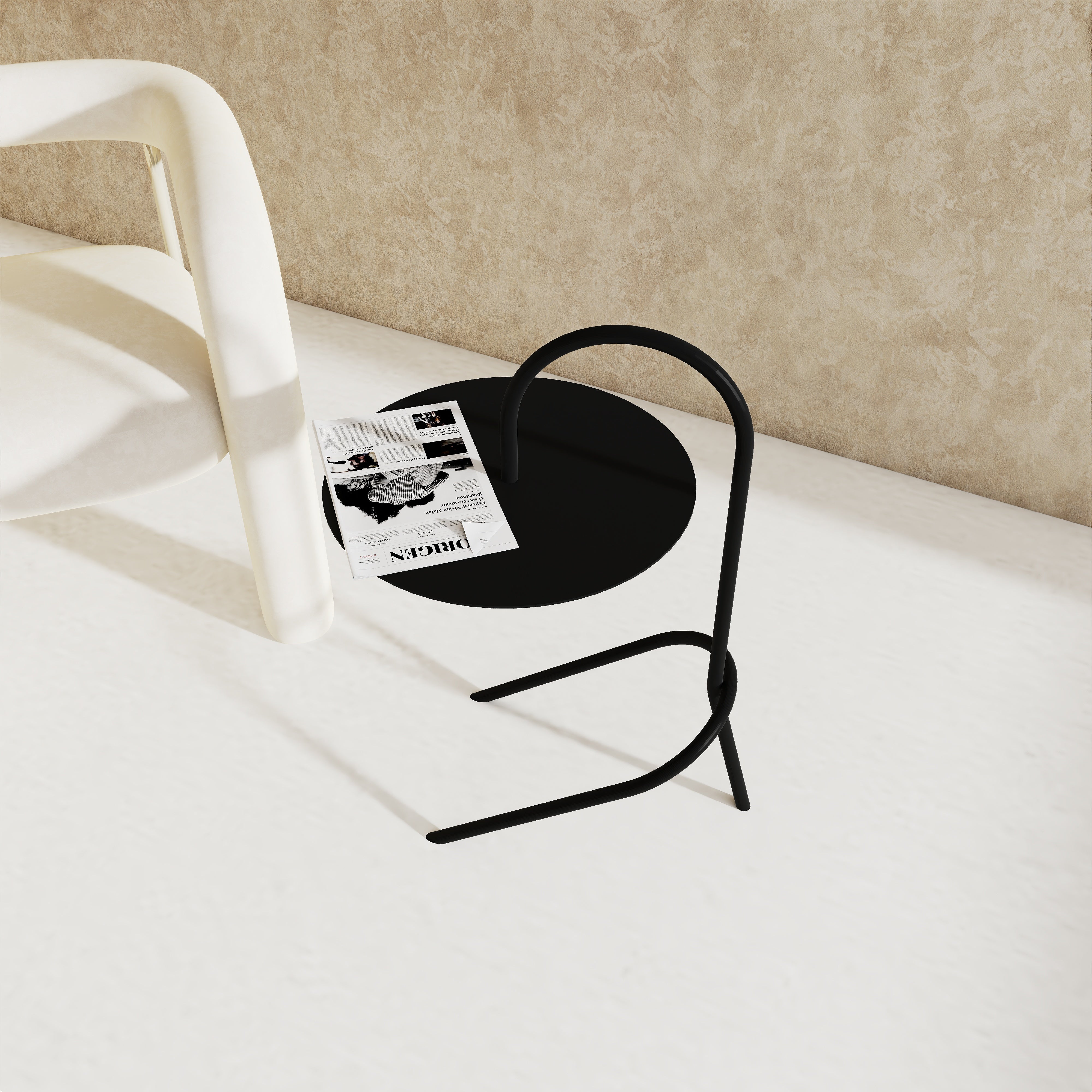 Detaliu finisaj electrostatic măsuță TALER 2, structură metalică rezistentă