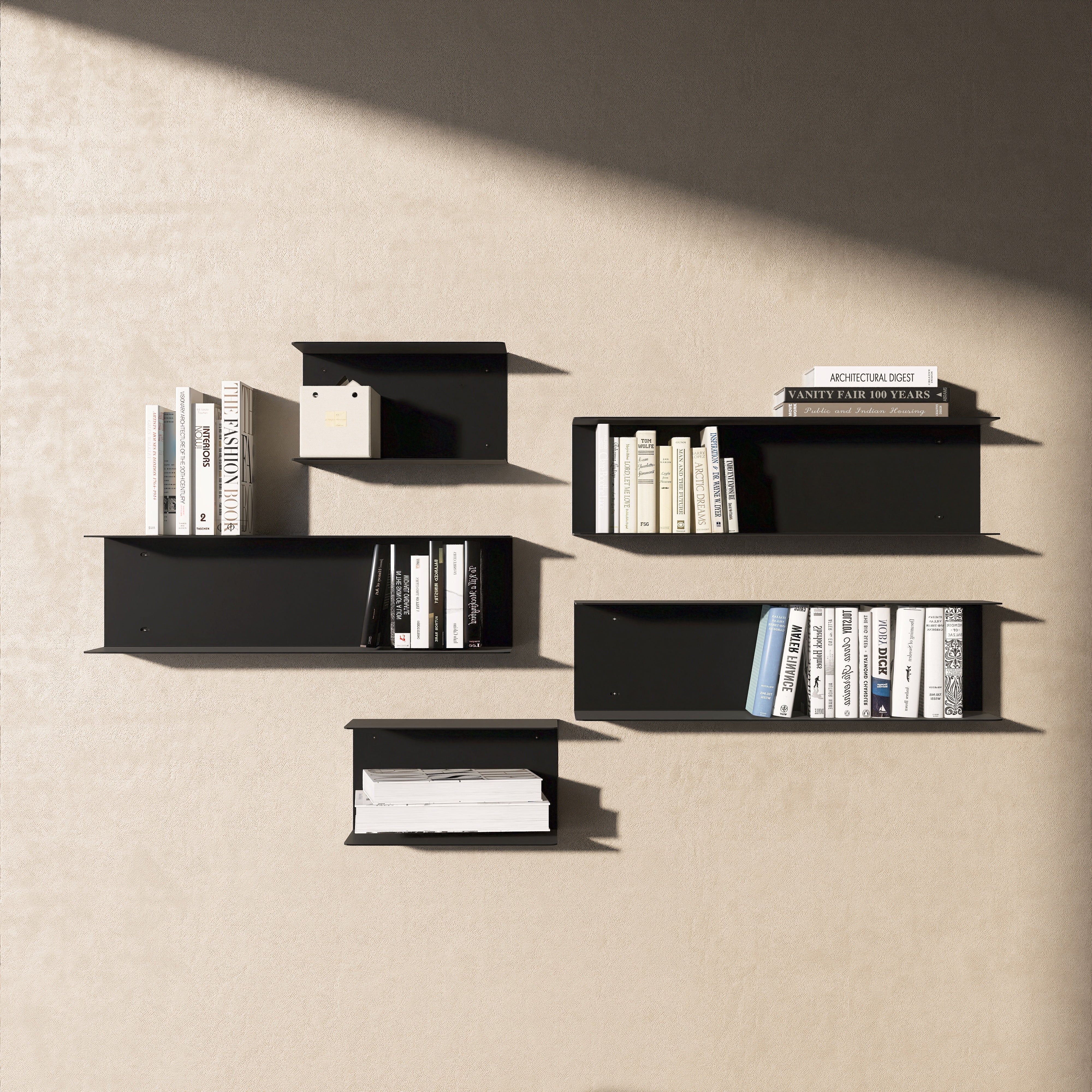 Etajera universala U-Shelf din aluminiu, design minimalist in forma de U, vopsita electrostatic, ideala pentru carti si obiecte decorative