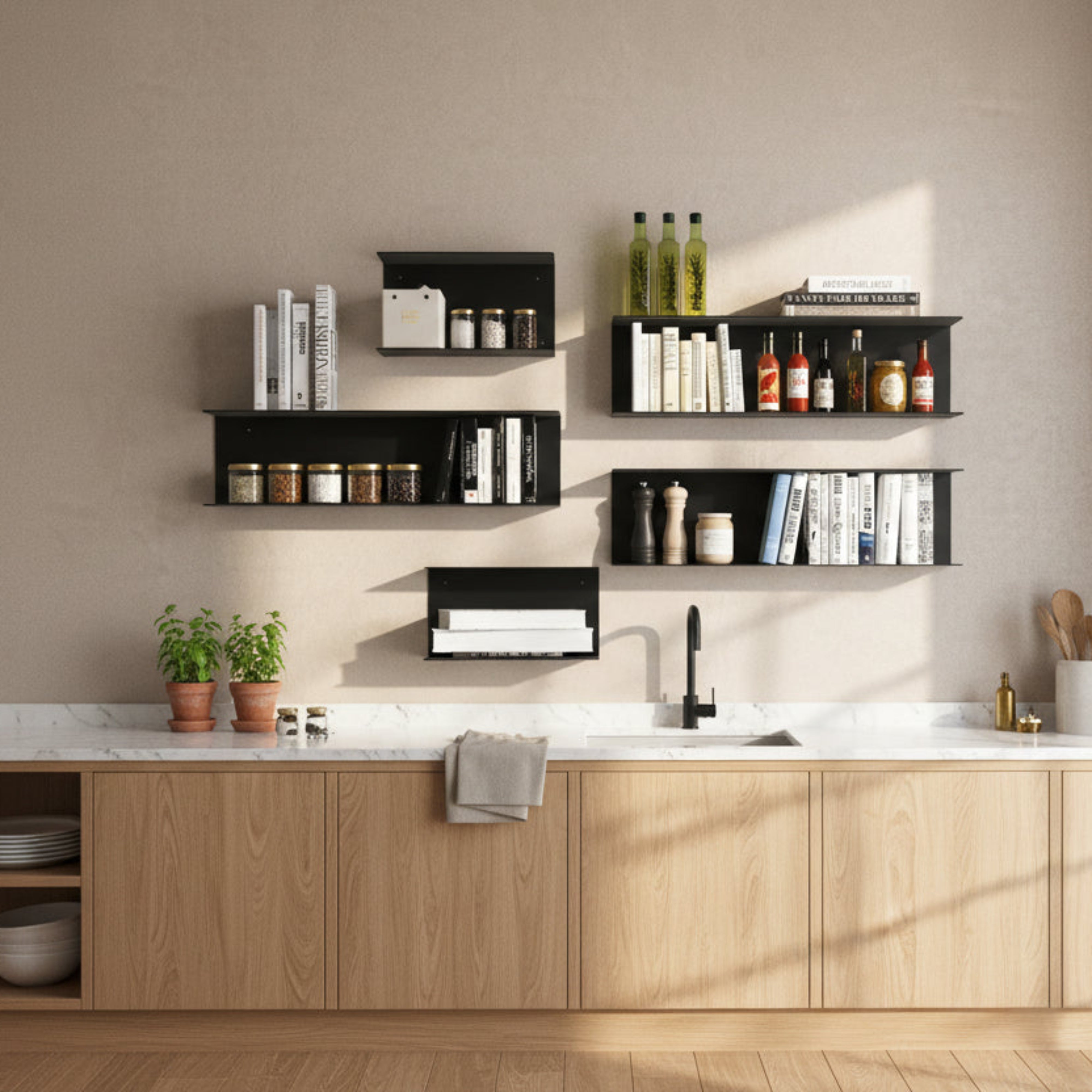 Etajeră universală U-Shelf pentru bucătărie - design minimalist în formă de U, aluminiu vopsit electrostatic