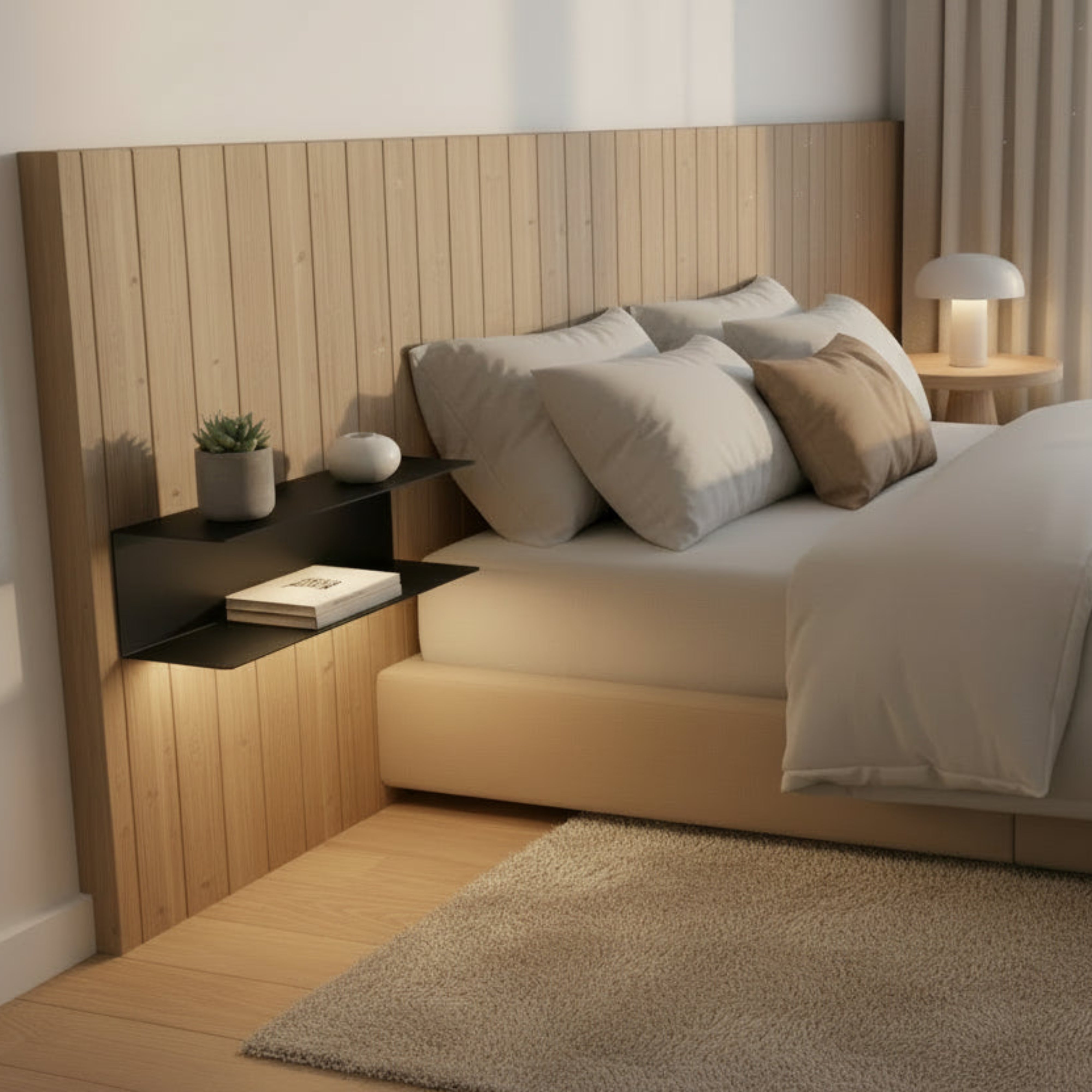 Noptieră U-Shelf pentru dormitor - modele multiple 40cm și 80cm, configurații flexibile